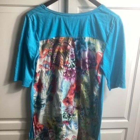 Soft Surroundings Patch Work Top Sz L 3/4 Sleeve Floral - Picture 1 of 6